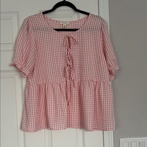 Elegant Pink Gingham Blouse